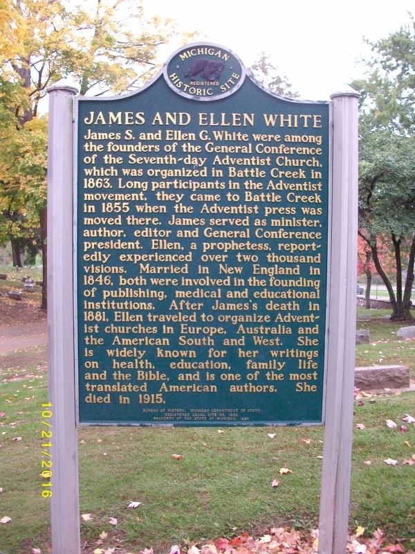 James and Ellen White Marker image. Click for full size.