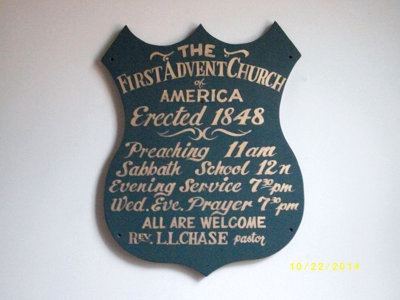 William Miller Chapel Inside Marker. Click for full size. William Miller Chapel Inside Marker image. Click for full size.