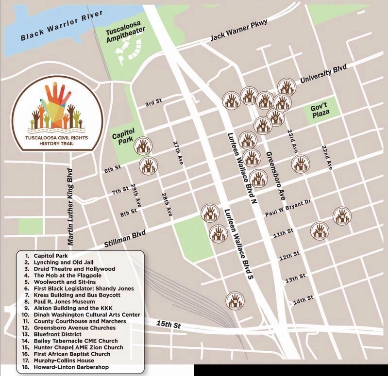 Tuscaloosa Civil Rights History Trail map. image. Click for full size.