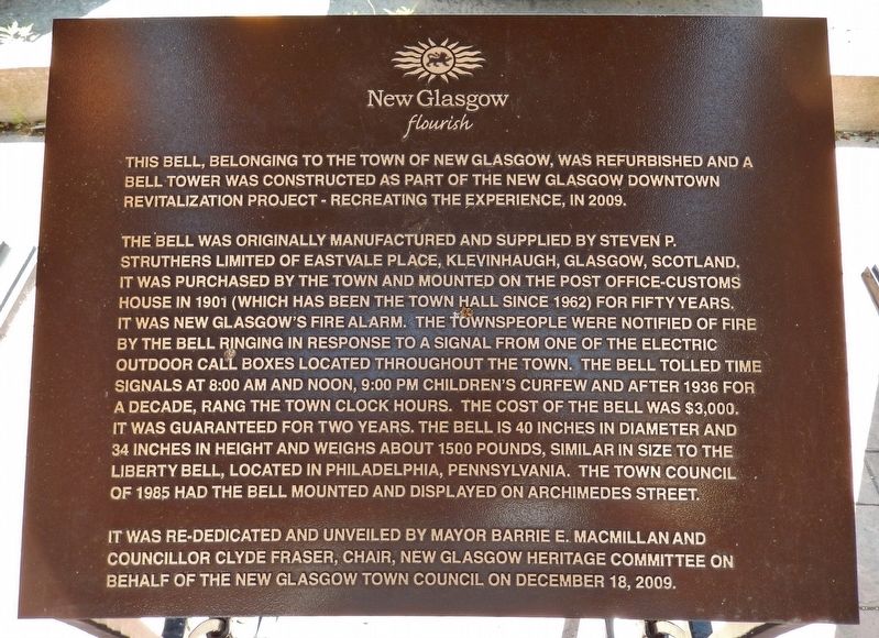New Glasgow Town Bell Marker image. Click for full size.