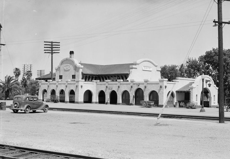 <i>Southern Pacific Depot at Davis, Calif</i> image. Click for full size.