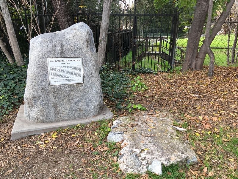 San Gabriel Mission Dam and Marker. Click for full size. San Gabriel Mission Dam and Marker image. Click for full size.