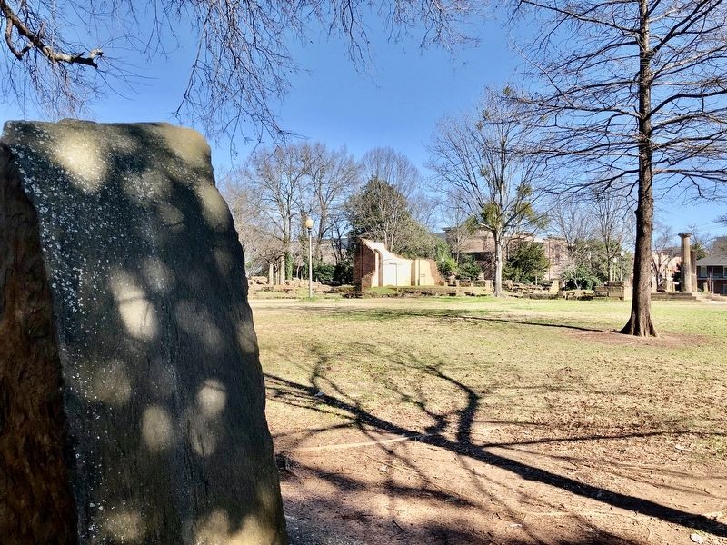 View from Memorial towards ruins of former Alabama State Capitol building.. Click for full size. View from Memorial towards ruins of former Alabama State Capitol building. image. Click for full size.