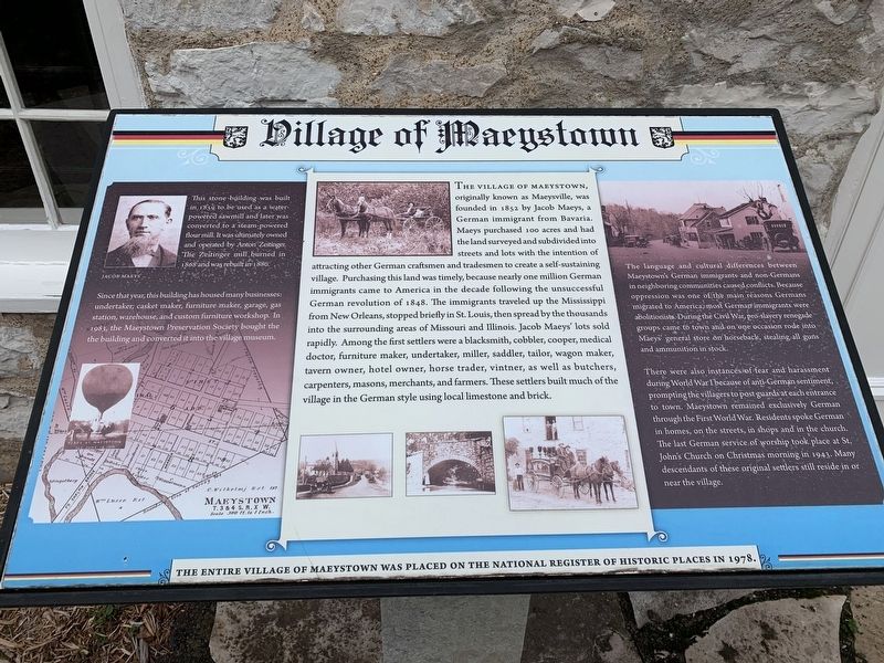 Village of Maeystown Marker. Click for full size. Village of Maeystown Marker image. Click for full size.