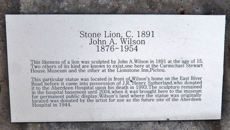 Stone Lion, c. 1891 Marker image. Click for full size.