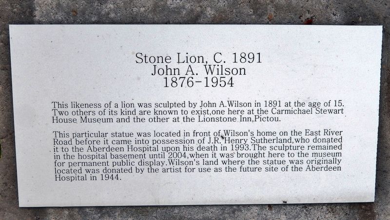 Stone Lion, c. 1891 Marker. Click for full size. Stone Lion, c. 1891 Marker image. Click for full size.