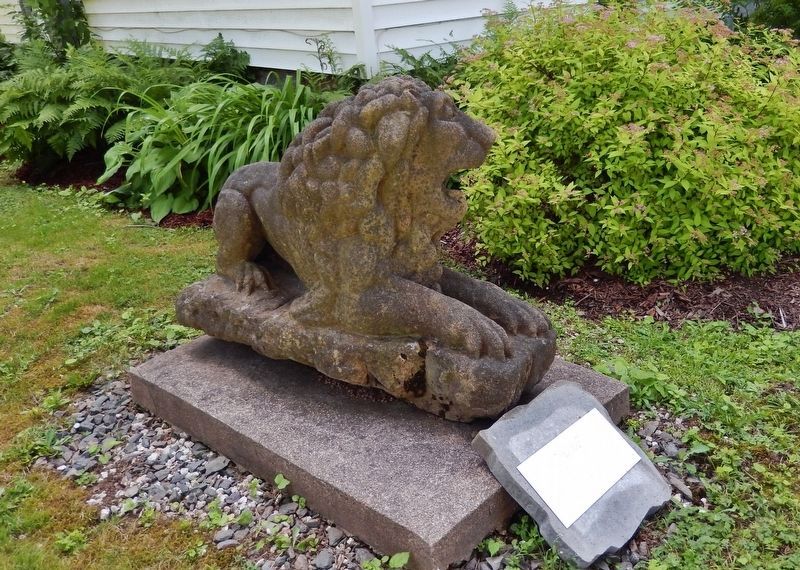 Stone Lion, c. 1891<br>(<i>marker mounted in front of sculpture</i>). Click for full size. Stone Lion, c. 1891<br>(<i>marker mounted in front of sculpture</i>) image. Click for full size.