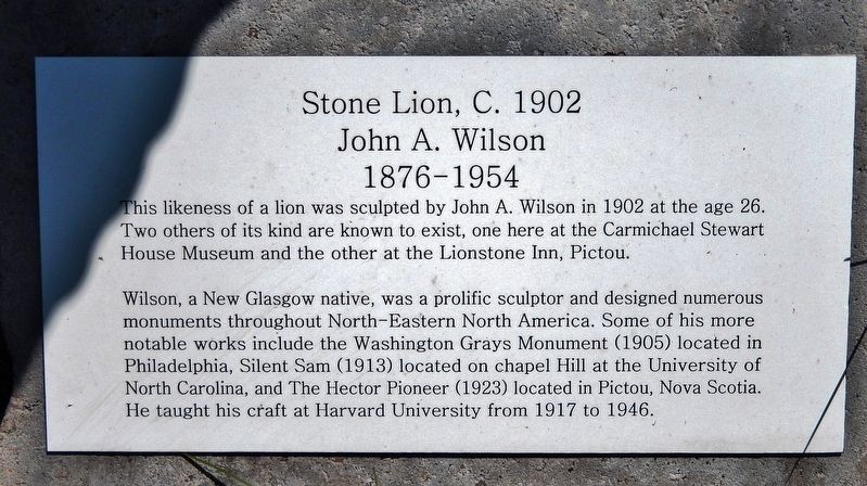 Stone Lion, c. 1902 Marker image. Click for full size.