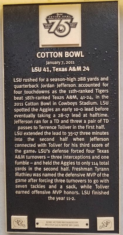 Cotton Bowl Marker. Click for full size. Cotton Bowl Marker image. Click for full size.