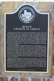 Moran Church of Christ Marker. Click for full size. Moran Church of Christ Marker image. Click for full size.
