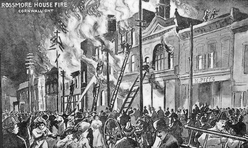 Marker detail: Rossmore House Fire Illustration image. Click for full size.