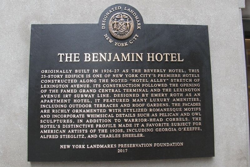 The Benjamin Hotel Marker image. Click for full size.