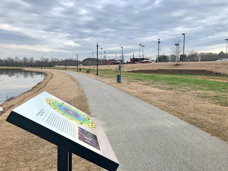 The Muscogee (Creek) Nation Today Marker looking towards the park entrance. image, Touch for more information
