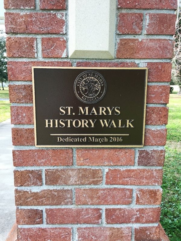 St. Marys History Park commemoration plaque image. Click for full size.