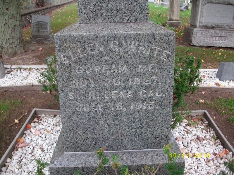 Closeup of Ellen White Headstone image. Click for full size.