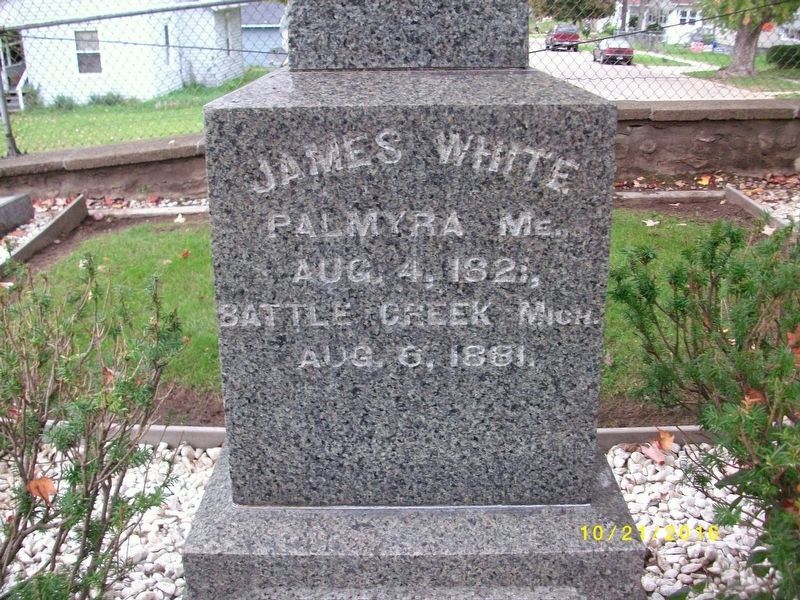Closeup of James White Headstone image. Click for full size.