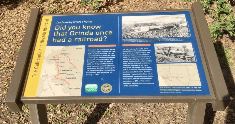 Did You Know that Orinda Once Had a Railroad? Marker image. Click for full size.