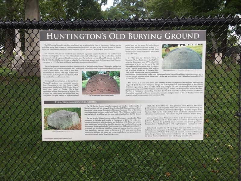 Huntington's Old Burying Ground Marker image. Click for full size.