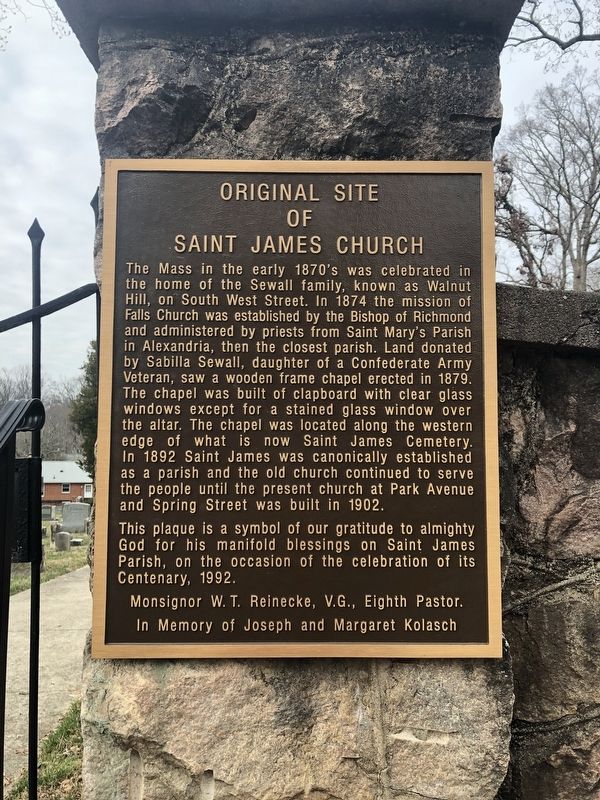 Original Site of Saint James Church Marker. Click for full size. Original Site of Saint James Church Marker image. Click for full size.