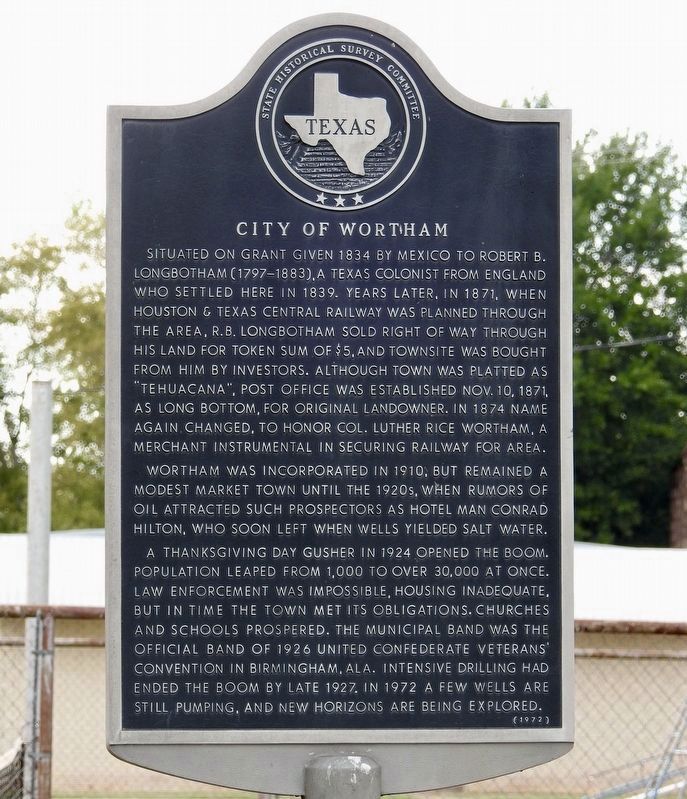 City of Wortham, Texas Historical Marker image. Click for full size.