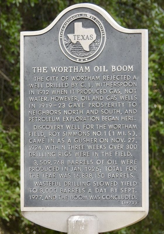 The Wortham Oil Boom Texas Historical Marker image. Click for full size.