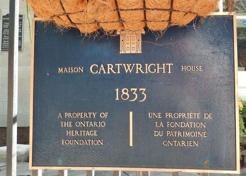 Ontario Heritage Foundation Plaque<br>(<i>mounted beside Cartwright House front gate</i>). Click for full size. Ontario Heritage Foundation Plaque<br>(<i>mounted beside Cartwright House front gate</i>) image. Click for full size.
