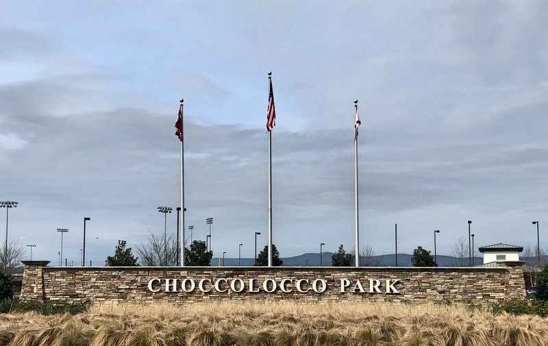 View of Choccolocco Park entrance sign. image. Click for full size.