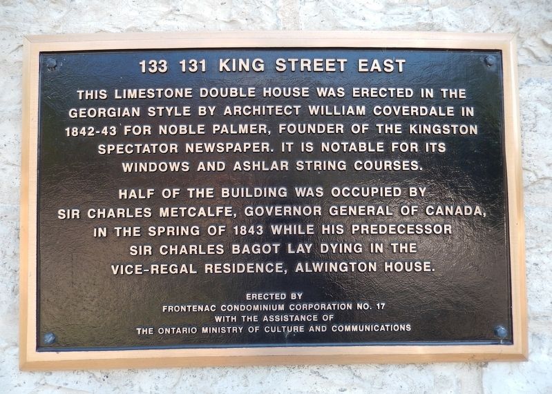 133 131 King Street East Marker. Click for full size. 133 131 King Street East Marker image. Click for full size.