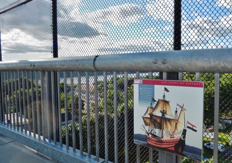 Named for Englishman Henry Hudson Marker • <i>wide view<br>(Hudson River in background)</i>. Click for full size. Named for Englishman Henry Hudson Marker • <i>wide view<br>(Hudson River in background)</i> image. Click for full size.