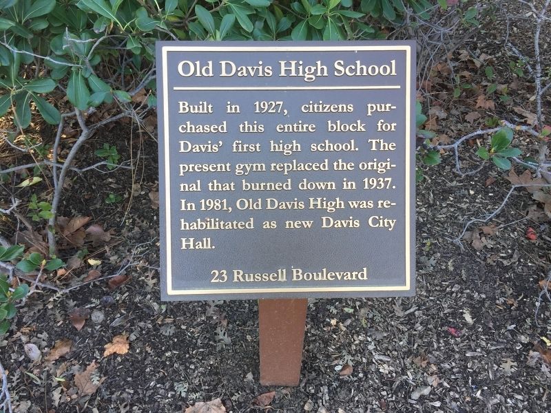 Old Davis High School Marker image. Click for full size.