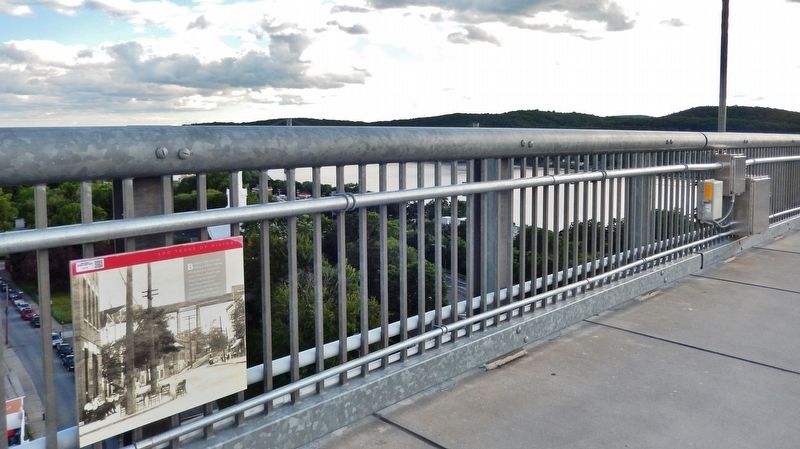 Poughkeepsie's Little Italy Marker • <i>wide view<br>(Hudson River in background)</i> image. Click for full size.