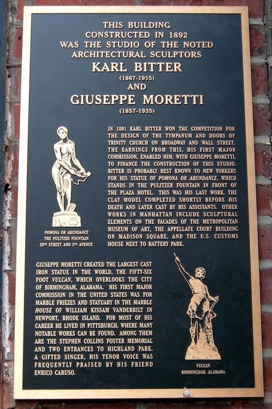 Bitter & Moretti Sculptors Marker. Click for full size. Bitter & Moretti Sculptors Marker image. Click for full size.