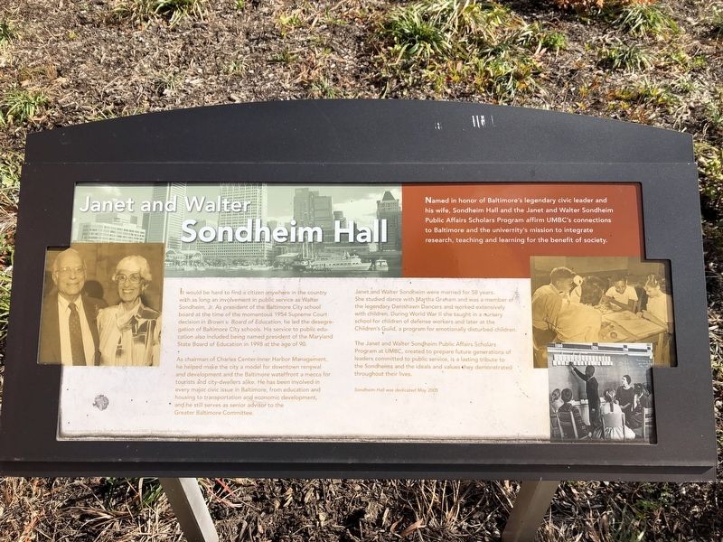 Janet and Walter Sondheim Hall Marker image. Click for full size.