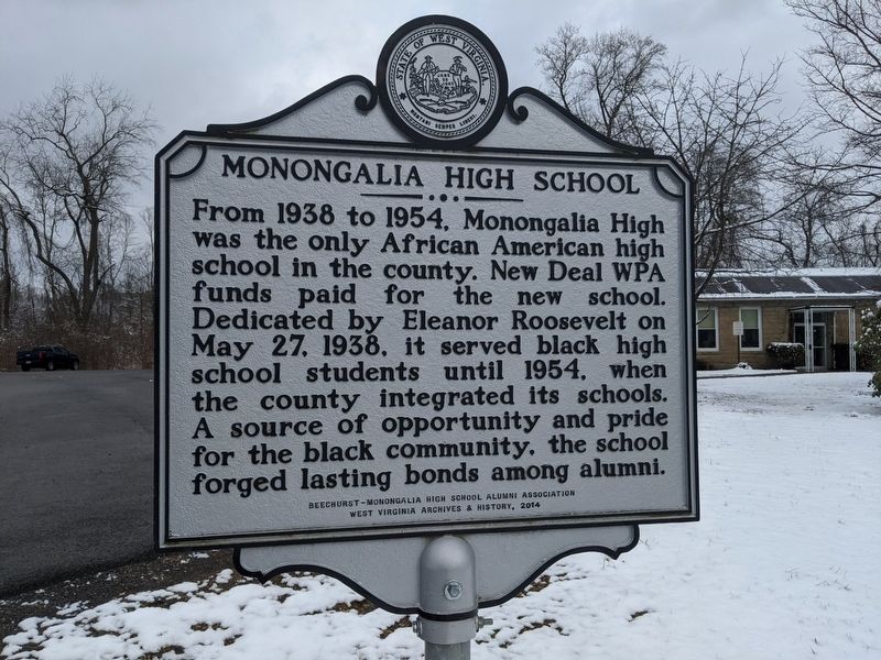 Monongalia High School Marker. Click for full size. Monongalia High School Marker image. Click for full size.