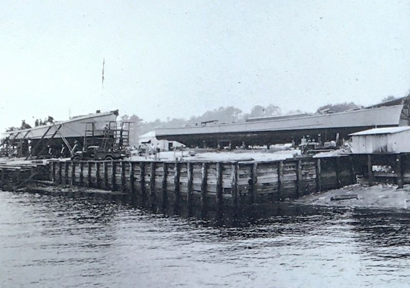 Photo Insert: St. Marys, 1953. Two Gunboat Hulls prior to launching image. Click for full size.