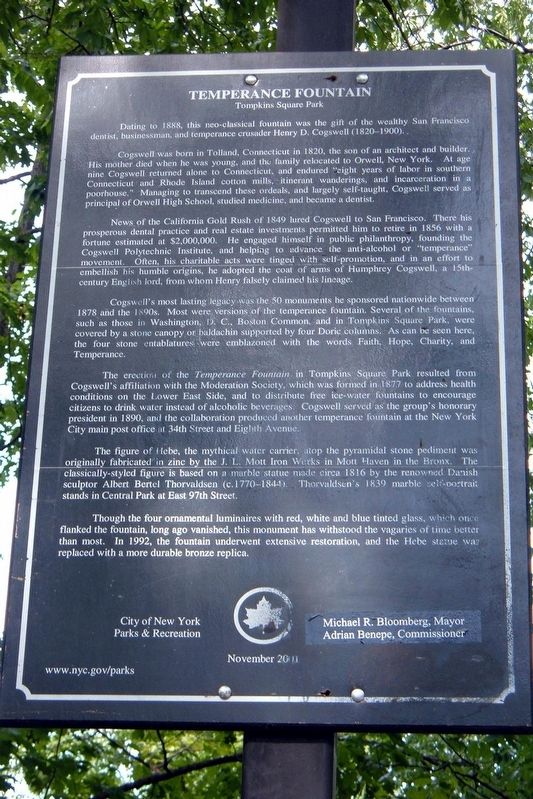 Temperance Fountain Marker. Click for full size. Temperance Fountain Marker image. Click for full size.