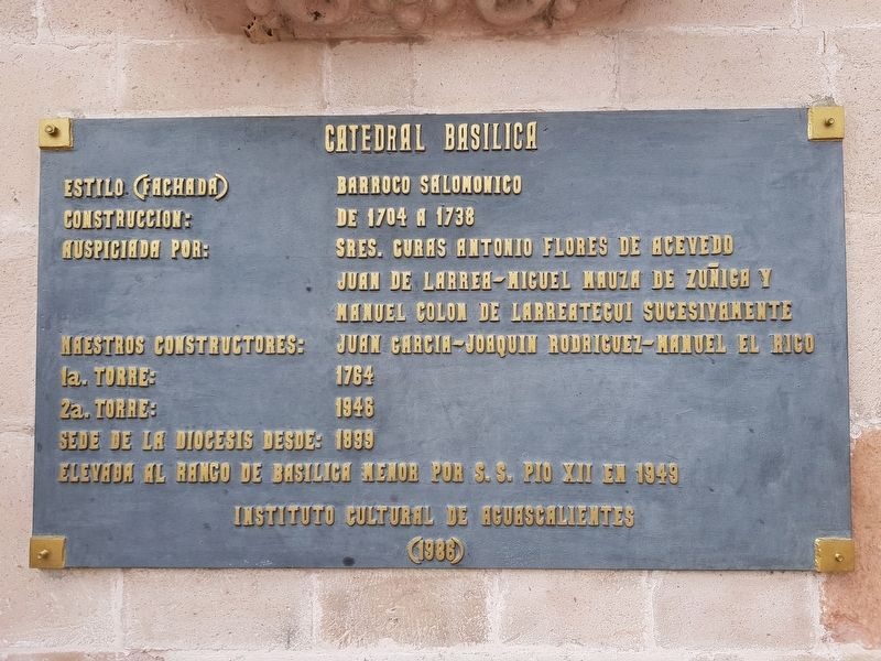 Aguascalientes Cathedral Marker image. Click for full size.