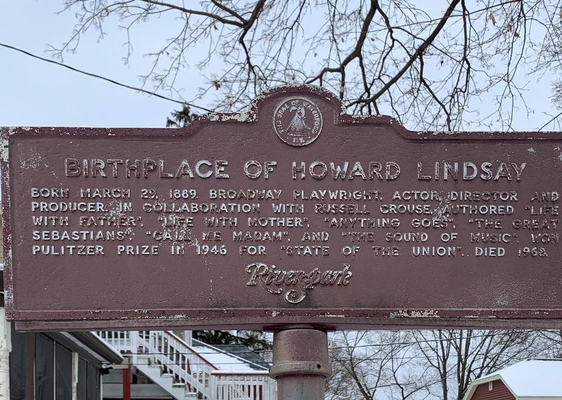Birthplace of Howard Lindsay Marker image. Click for full size.