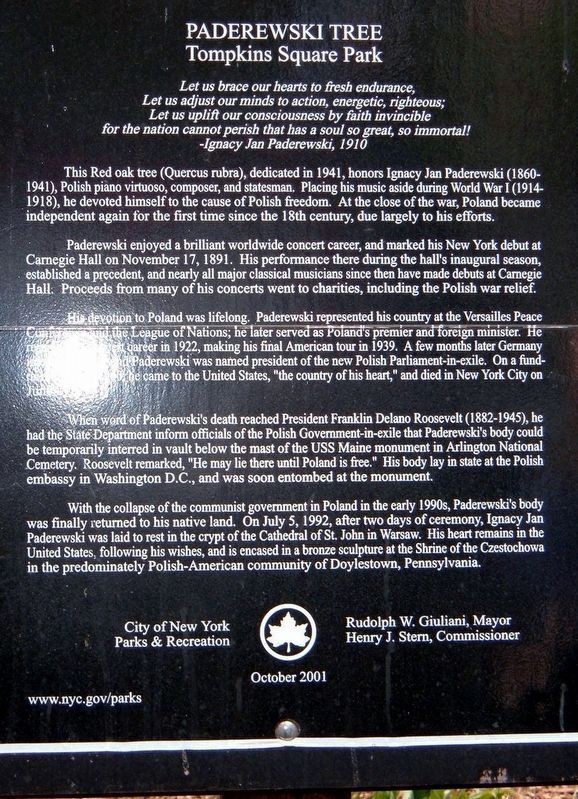 Paderewski Tree Marker image. Click for full size.