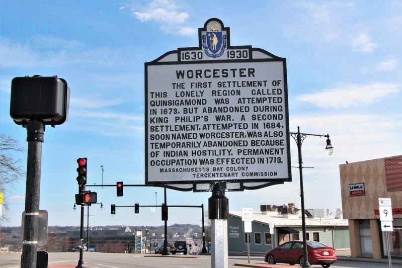 Worcester Marker newly restored marker in its original location image. Click for full size.