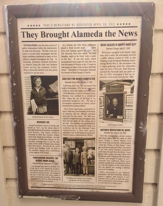 They Brought Alameda the News Marker image. Click for full size.
