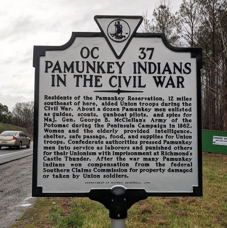 Pamunkey Indians In The Civil War Marker image. Click for full size.