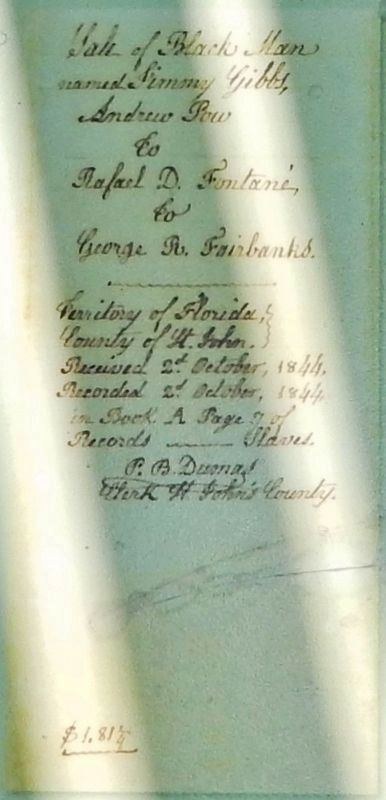 Marker detail: Receipt of slave purchase, 1844 image. Click for full size.