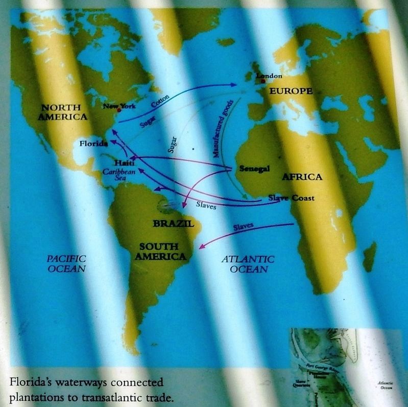 Marker detail: Floridas waterways connected plantations to transatlantic trade image. Click for full size.
