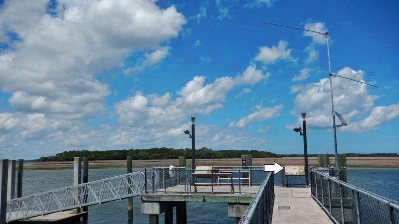 Slave Trade Marker  <i>dock view<br>(looking northeast  marker visible on right)</i> image. Click for full size.