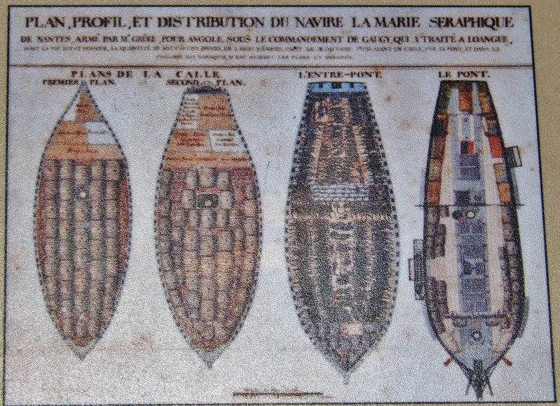 Marker detail: Plan, </i>La Marie-Seraphique</i>, ca. 1770, showing how to load cargo and slaves image. Click for full size.