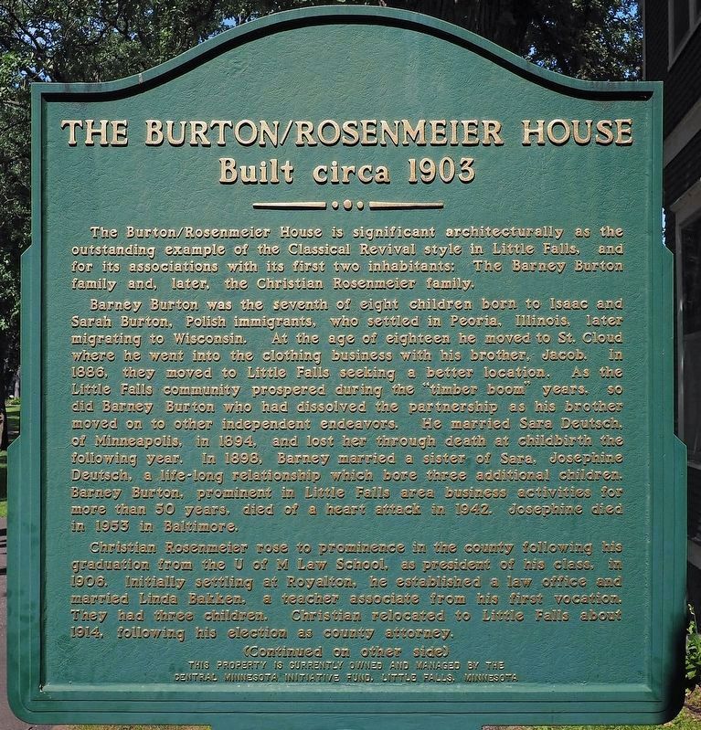 The Burton/Rosenmeier House marker image. Click for full size.