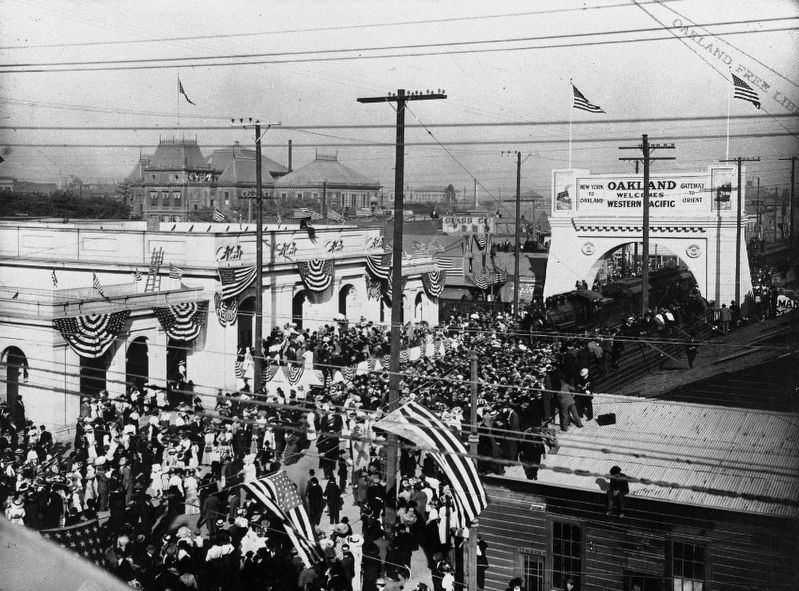 <i>Western Pacific RR: 1st train into Oakland, 1910</i> image. Click for full size.