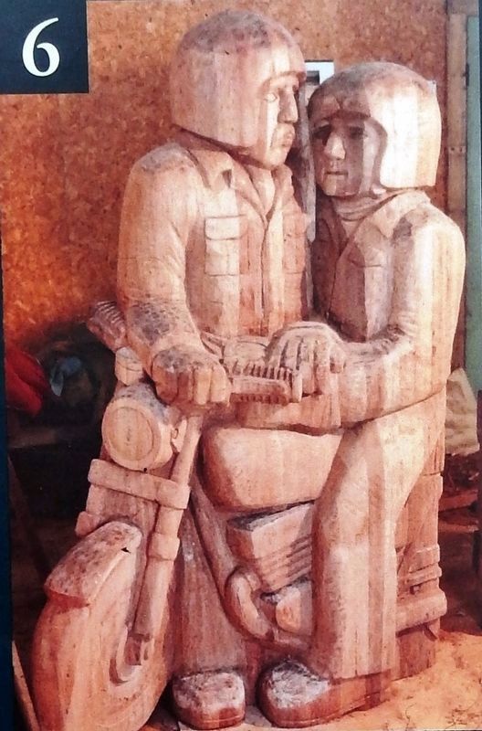 Marker detail: Motorcycle Riders Sculpture image. Click for full size.