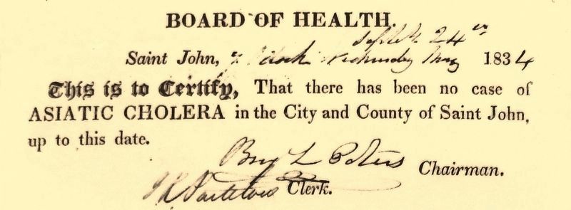 Marker detail: Cholera Notice image. Click for full size.